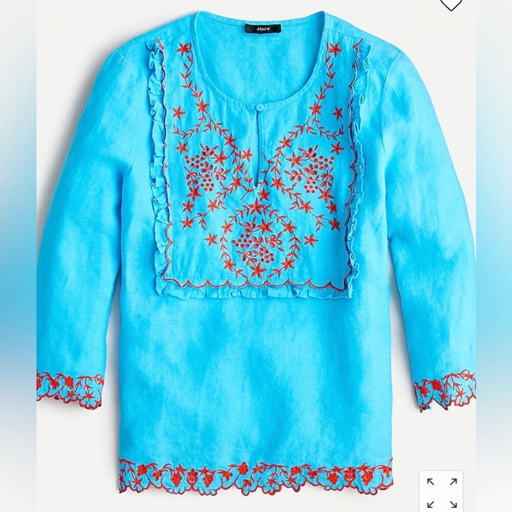 J Crew Embroidered linen tunic XS